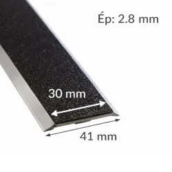 Nez de marche anti-dérapant plat percé larg.41mm L.1500mm Noir Réf.810340N