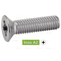 VIS A METAUX TETE FRAISEE POZIDRIVE  Inox A2 DIN965 Ref.62214