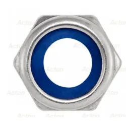 ECROUS HEXAGONAUX INDESSERRABLES AVEC BAGUE NYLON DIN985 INOX A2  Réf.62602