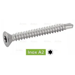Vis autoperceuse tête fraisée DIN7504O 6Lob A2 Ne perce que l'alu Réf.62436
