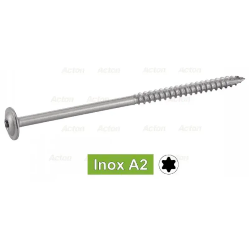 Vis Charpente Tête plate large 6 Lobes Inox A2 Ref:62341