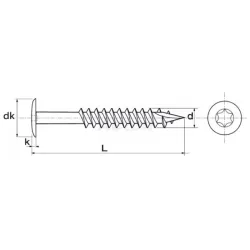 Vis Charpente Tête plate large 6 Lobes Inox A2 Ref:62341