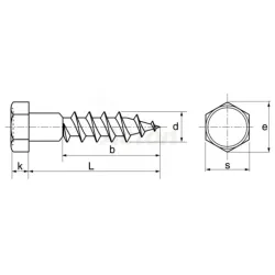 Vis à bois Tirefond Tête hexagonale DIN571 Inox A2 Réf.62304