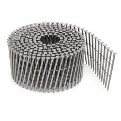 Pointes en rouleaux 16° plat annelées – Inox A4 (AISI 316 – 18/12 Mo) – Tête légèrement bombée – Liaison fil inox