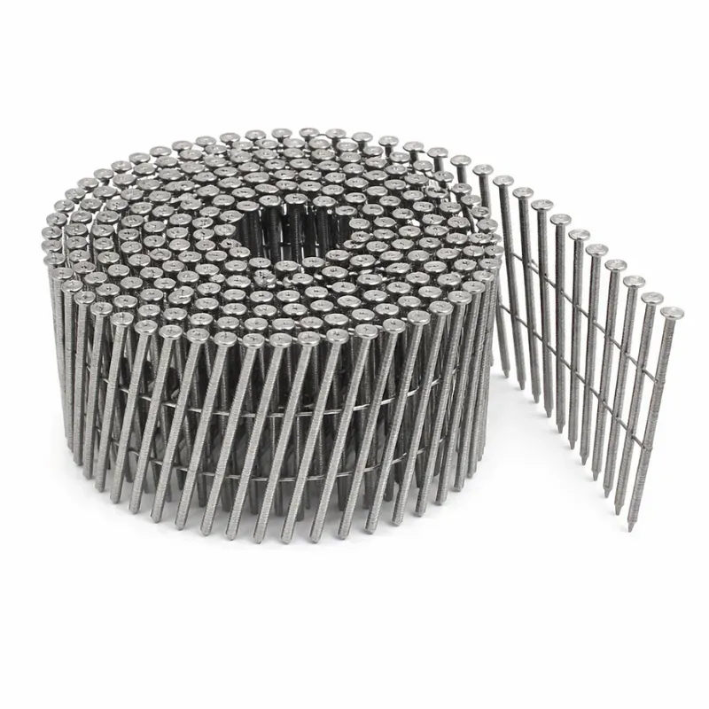 Pointes en rouleaux 16° plat annelées – Inox A4 (AISI 316 – 18/12 Mo) – Tête légèrement bombée – Liaison fil inox