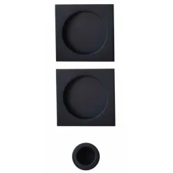 NO021 Kit serrure pour porte coulissante Cuvettes carrées Noires Bec de ca