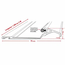 Seuil de porte à la Suisse ARC 75 Anodisé Argent Long.HT 2m  réf.936