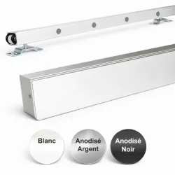KC082NEW Kit coulis. fixation mur rail 1.90m + bandeau Argent + embouts Argen