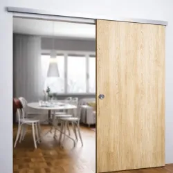 KC082AR300 RAIL ALU AVEC BANDEAU POUR PORTES BOIS LG 3.00 M