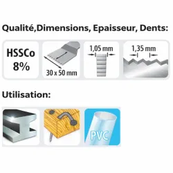 Lame oscillante STARLOCK Bi-Métal 30×50 mm HSSCo 8% – Bois, Métal, PVC – FTK5106