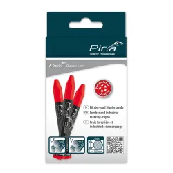 Pica Classic craie forestière PRO, boîte de 12, 12mm rouge