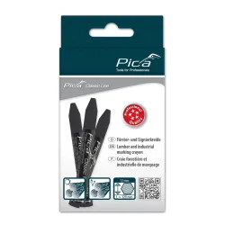 Pica Classic craie forestière PRO, boîte de 12, 12mm noir