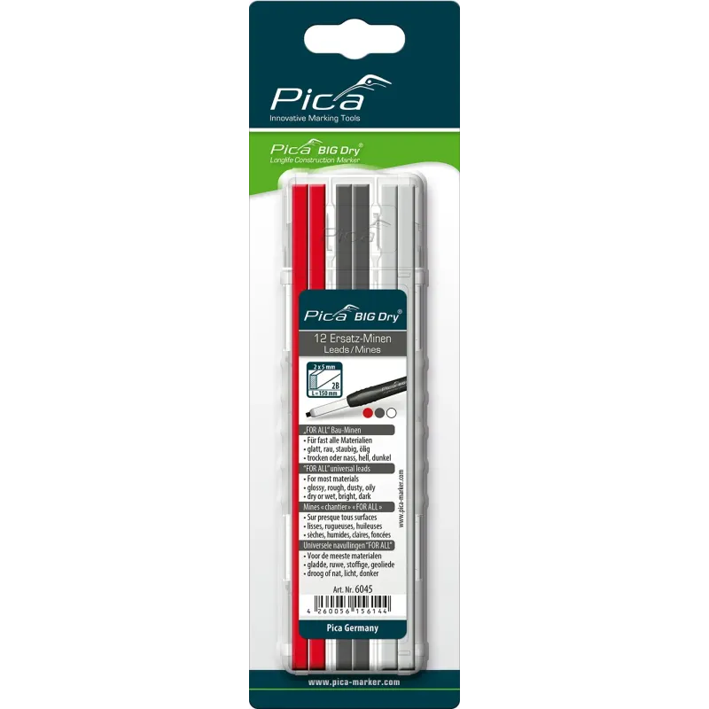 Pica Big Dry mines de rechange FOR ALL, graphite, rouge, blanc, accrochable, étu
