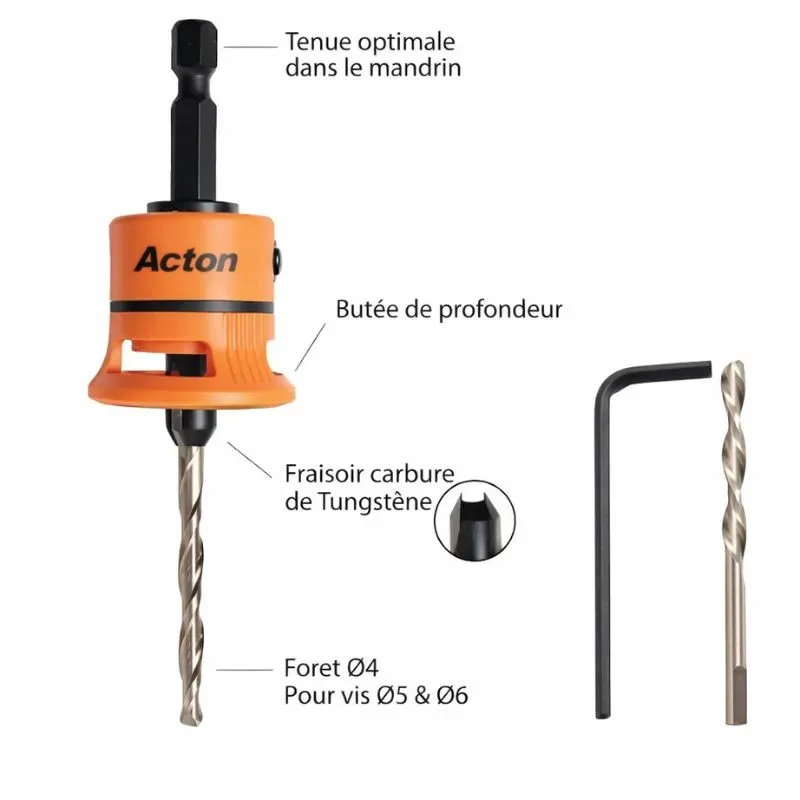 Foret Alesoir 5 (Fraisoir HSS Ø4mm+1 Forêt+1 Clé Allen) Réf.36089