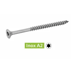 VIS POUR BOIS AGGLOMERE TETE FRAISEE SIX LOBES FILETAGE PARTIEL INOX A2 Réf.62309