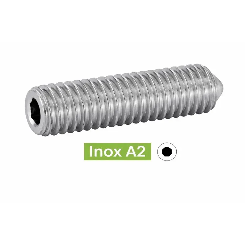 VIS SANS TETE SIX PANS CREUX BOUT POINTEAU ISO4027  Inox A2 Ref.62205