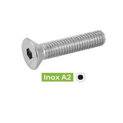 Vis à métaux Tête fraisée 6 pans creux Inox A2 ISO10642 Réf.62203