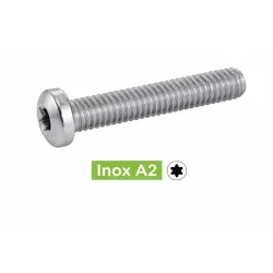 VIS A METAUX TETE CYLINDRIQUE SIX LOBES INOX A2 Réf.62231