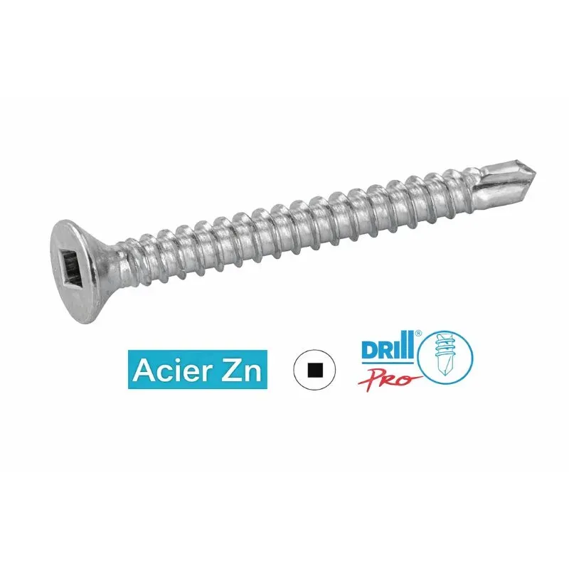 VIS AUTOPERCEUSES TETE FRAISEE CARREE ACIER Zn Réf.33351