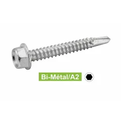 VIS AUTOPERCEUSES TETE HEXAGONALE A EMBASE POINTE 3 BI-Métal/INOX A2 Réf.62446