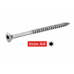 VIS POUR BOIS AGGLOMERE TETE FRAISEE SIX LOBES FILETAGE PARTIEL INOX A4 Réf.64309