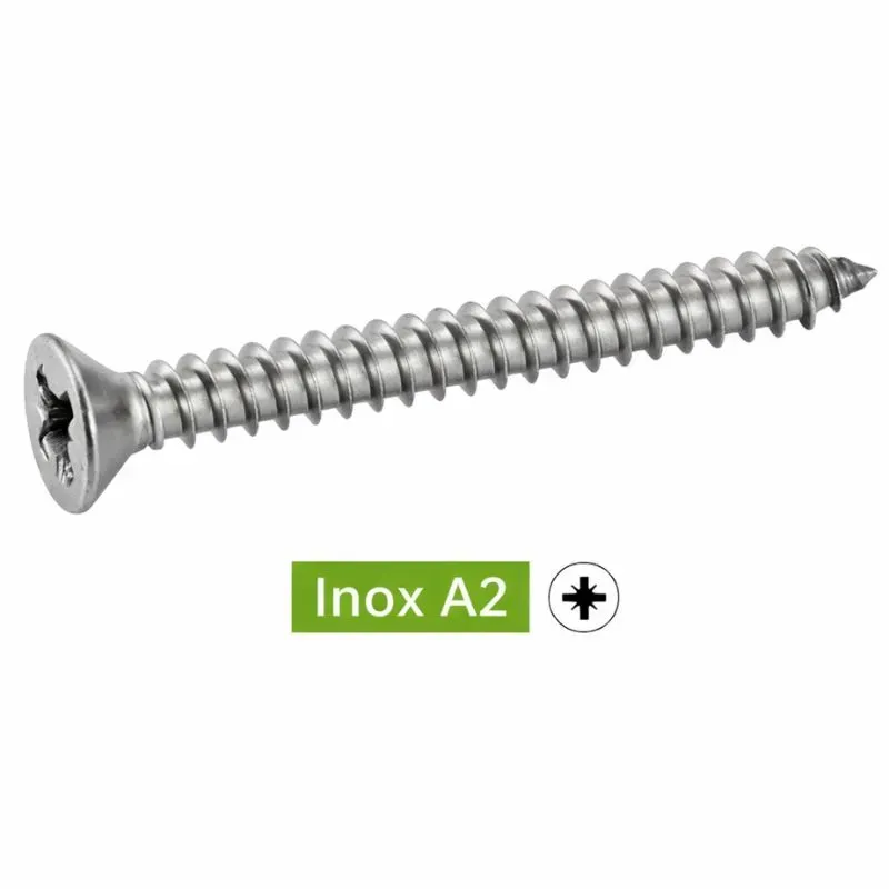 VIS A TOLE TETE FRAISEE POZIDRIVE ISO7050/DIN7982 INOX A2 Réf.62408