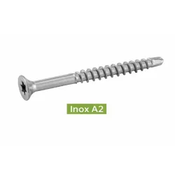 VIS AUTOPERCEUSES POUR BOIS AGGLOMERE TETE FRAISEE SIX LOBES Inox A2 Réf.62312