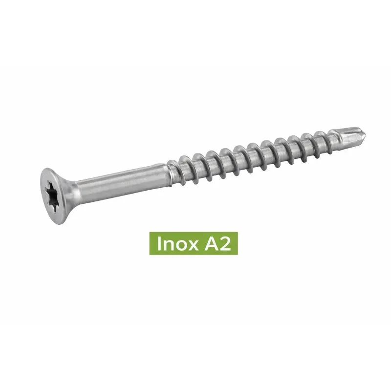 VIS AUTOPERCEUSES POUR BOIS AGGLOMERE TETE FRAISEE SIX LOBES Inox A2 Réf.62312