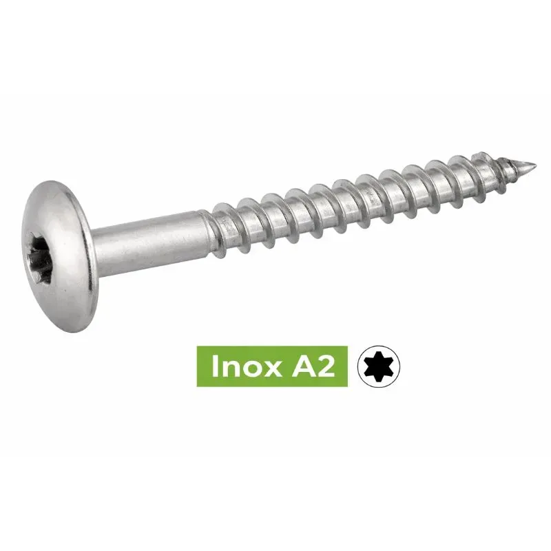 VIS DE FACADE TETE CYLINDRIQUE EXTRA LARGE SIX LOBES INOX A2 Réf.62329