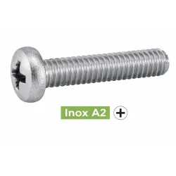 VIS A METAUX TETE CYLINDRIQUE POZIDRIVE DIN7985 INOX A2 Réf.62216