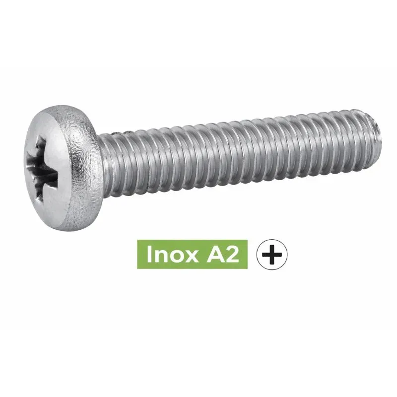VIS A METAUX TETE CYLINDRIQUE POZIDRIVE DIN7985 INOX A2 Réf.62216