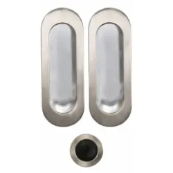 NI031 Kit Bec de Cane poignées ovales Finition Inox (2 cuvettes + 1 tire doigt)