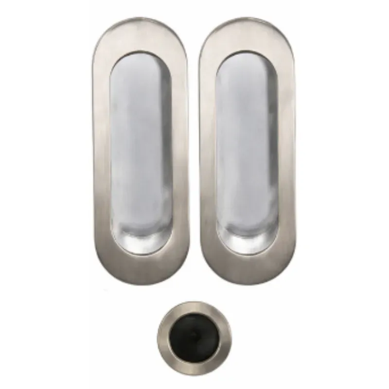 NI031 Kit Bec de Cane poignées ovales Finition Inox (2 cuvettes + 1 tire doigt)