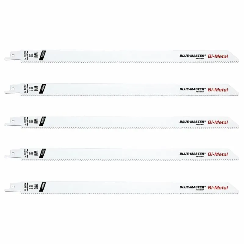 Jeu 5 lames scie sabre AG902 Long.210x230mm TPI 8 Acier Inox Alu