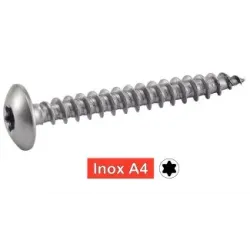 VIS DE PENTURES TETE CYLINDRIQUE LARGE SIX LOBES Inox A4 Réf.64310