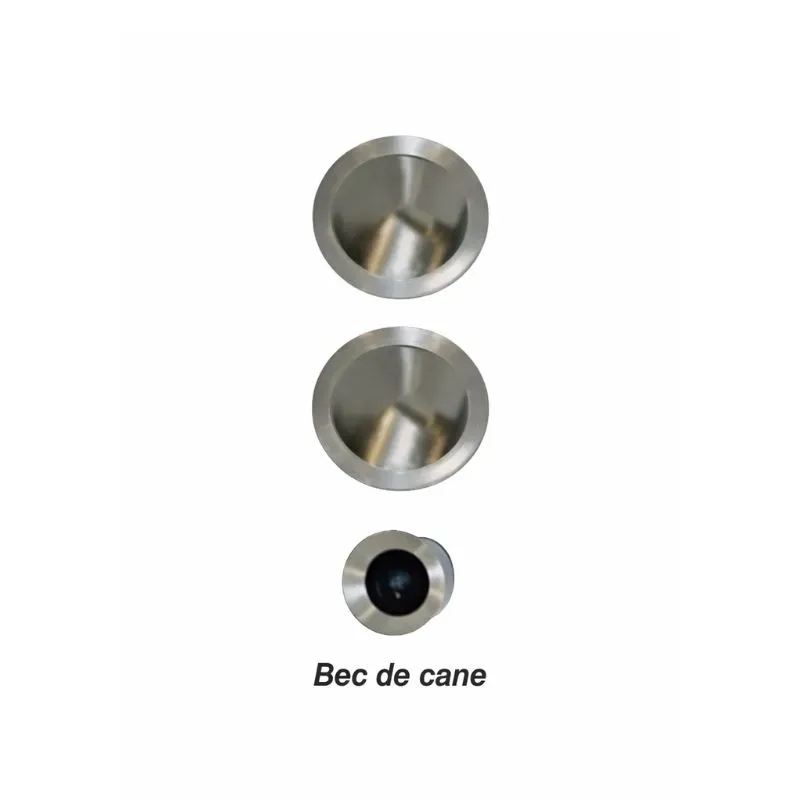 NI013 Kit serrure Bec de cane poignées rondes finition inox (2cuvettes+1douille)