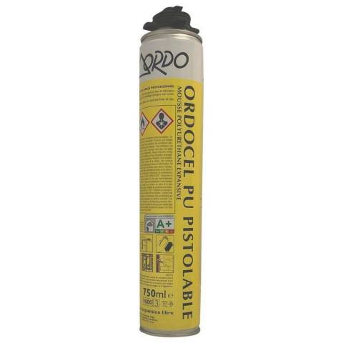 ORDOCEL PU PISTOLABLE - MOUSSE PU (POLYURTHANE) EXPANSE - AROSOL PISTOLABLE DE 750ML