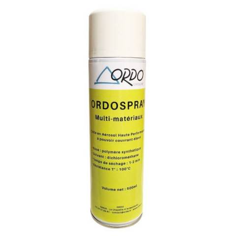 ORDOSPRAY - COLLE MULTI-MATRIAUX ADHSION INSTANTANE - HAUTE PERFORMANCE - AROSOL DE 500ML